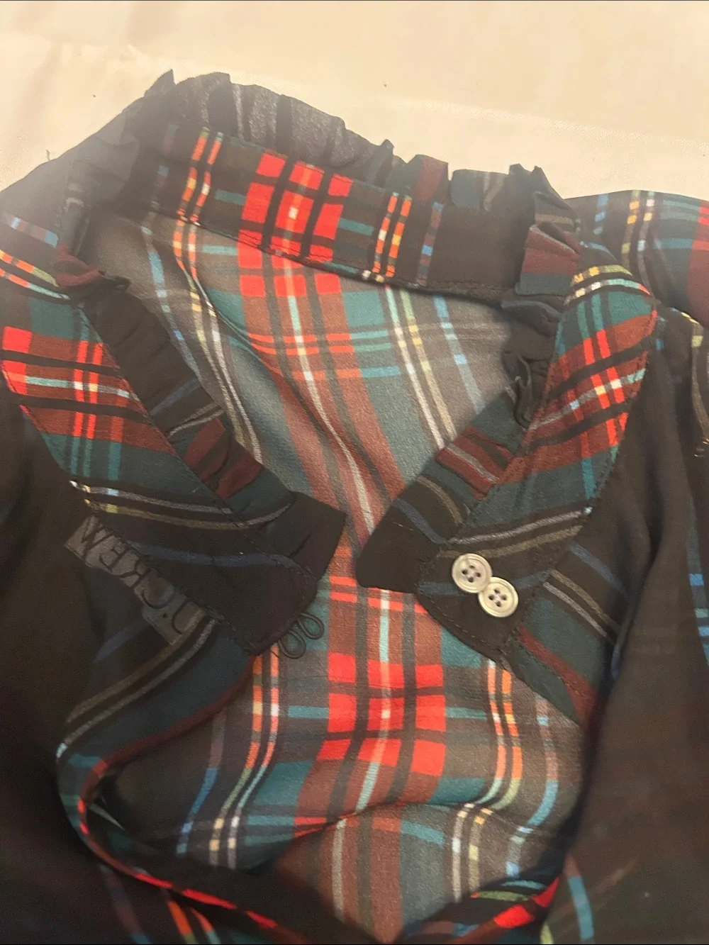 J. Crew Women’s sheer Black Plaid Blouse with Camisole